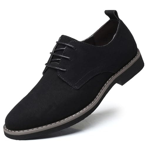 Image of Men's Dress Oxford Shoes Classic Lace Up Casual Boat Leather Loafer Low-Top British Business Breathable Shoes（Black,8 UK