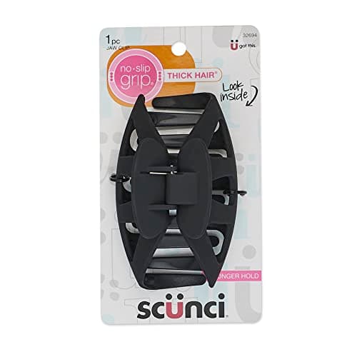 Image of Scunci by Conair No-Slip Grip Thick Hair, Large Hair Claw Clip, 4.25” Large Jaw Clip, Black, Packaging may vary (1, count)