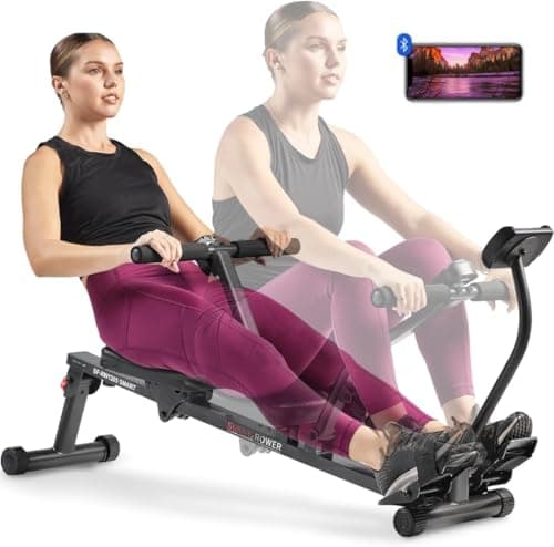 Image of Sunny Health & Fitness Smart Compact Adjustable Rowing Machine, 12 Levels Adjustable Resistance, Complete Body Workout, Connect via Bluetooth with Exclusive SunnyFit App - SF-RW1205SMART