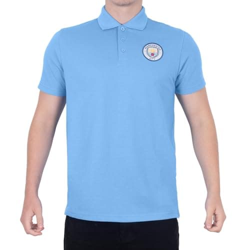 Image of Manchester City FC Official Football Gift Mens Polo Shirt Sky Blue Medium