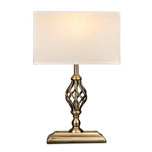 Image of Lighting Supermarket Kingswood Barley Twist Rectangular Base Traditional Table Lamp - Antique Brass
