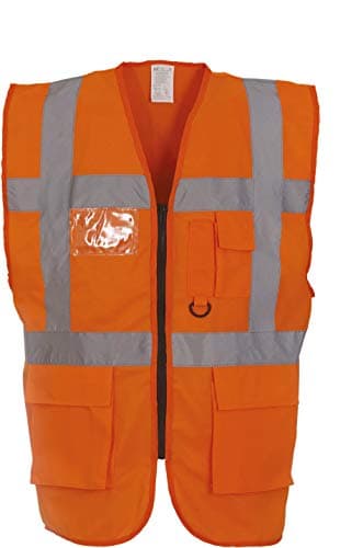 Image of Yoko Men's Yk002/Hvw801 Multi-Functional Executive Hi-Vis Waistcoat - Orange, Large