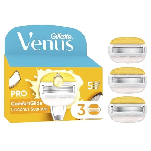 Image of Gillette Venus Pro ComfortGlide Coconut Scented Women’s Blades with Olay Moisturiser, 3 Refill Razor Cartridges
