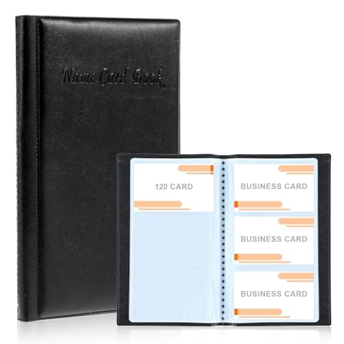 Image of Tyqour 120 Card Business Card Holders, Pu Leather Business Card Wallet, Credit Card Holder, Name Card Collection Folder for Men Women (Black)