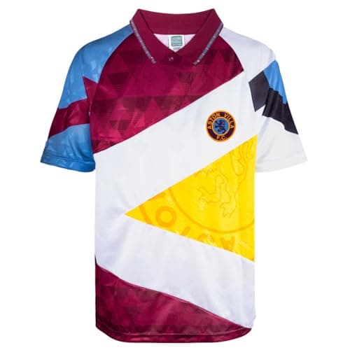 Image of Score Draw Aston Villa 1990 Mash Up Retro Football Shirt Multi Medium Polyester