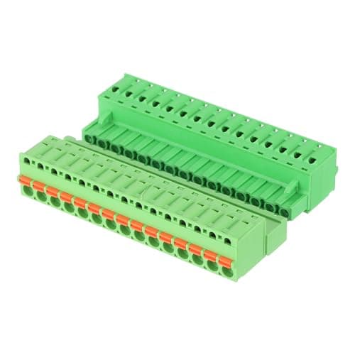 Image of sourcing map 5.08 mm 0.2" Pitch Terminal Block, 15 Vertical Pin Spring PCB Mount Terminal Block Pluggable Male & Female Circuit Board Connector 300V 10A for 24-14AWG Cable
