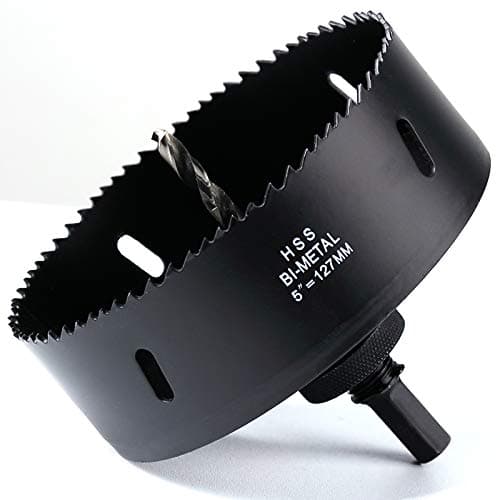 Image of 127mm Hole Saw, HSS Bi-Metal Hole Cutter with Pilot Bit for Plate Steel, Sheet Iron, Ceiling Board, Wood and Plasterboard, Black