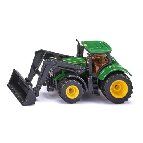 Image of siku 1395, John Deere Tractor with Front Loader, Green, Metal,Plastic, Rubber Tyres, Movable Front Loader