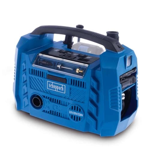 Image of Scheppach Airforce 6 Portable Cordless 20V Air Compressor | 10.3 Bar | Hybrid Power 230V/12V/20V | USB & USB-C Ports | IXES Series
