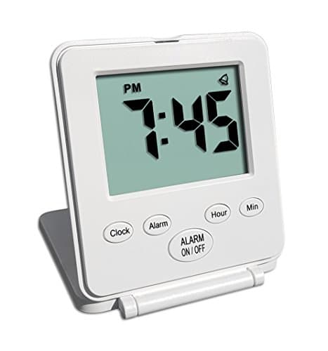 Image of Digital Travel Alarm Clock - No Bells, No Whistles, Simple, Battery Operated, Alarm, Snooze, Small and Light, ON/OFF Switch, USA Top Selling for 2+ Years! White
