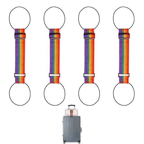 Image of 4Pcs Luggage Straps for Suitcases, Rainbow Colors Suitcase Straps Adjustable Strap Suitcase Accessories, Suitcases Belts Luggage Strap Suitable for during vacation and business trips