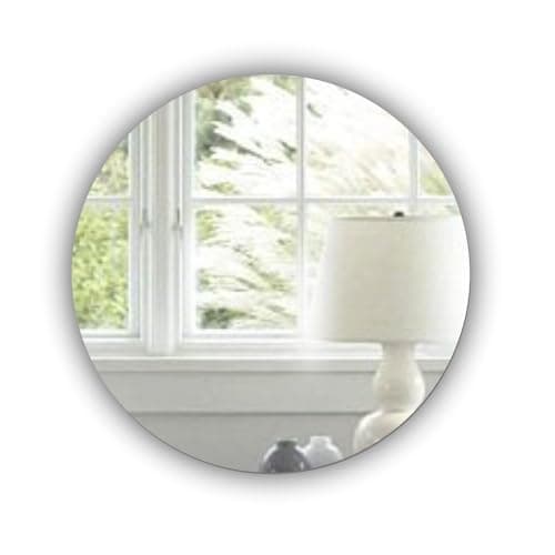 Image of Round Acrylic Wall Mirror - 24cm Frameless Circle Mirror Tile - Shatterproof Safety Plastic Mirror for Bathroom, Bedroom, & Living Room - Easy Stick-On Lightweight Design for Modern Home Decor