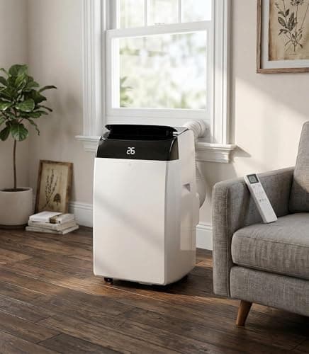 Image of Portable Air Conditioner with 10000 BTU Cooling, 30L/Day Dehumidifier & Quiet Fan Modes. Energy A Rated for Rooms Up to 500 Sq Ft, Featuring Digital Display, Remote, 24H Timer & Easy-Roll Wheels