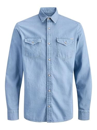 Image of JACK & JONES Jjesheridan Shirt L/S Noos, Light Blue (Light Blue Denim), XL