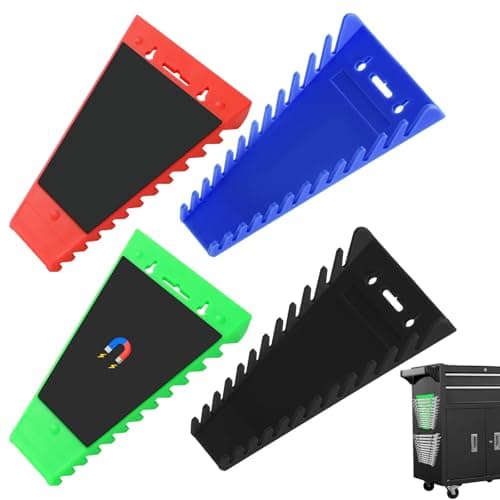 Image of Faankiton 4PCS Magnetic Wrench Organizer, Wrench Holder Tray, Wrench Rack Tool Trays, Spanner Organizer Tray 48-Slots Removable Spanner Holder Storage Rack SAE(1/4" - 1/16") and Metric (6mm-24mm)