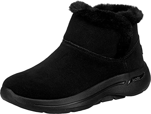 Image of Skechers Women's GO Walk Arch FIT Ankle Boot, Black Suede , 8 UK medium