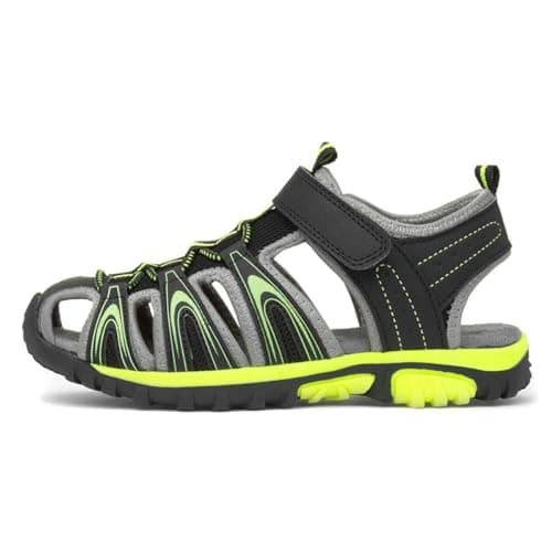 Image of Red Fish Boys Black Easy Fasten Closed Toe Sandal - Size 1 UK - Black