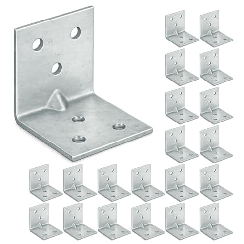 Image of OMIDEAS 20 x Corner Brackets (30 x 30 x 30) Angle Reinforced Metal Braces Wood Timber Galvanised Steel Sheet Connecting Joining Fixing L Repair Connector