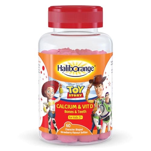 Image of Haliborange Disney Pixar Toy Story Calcium et Vitamin D Softies for Kids 3+, 60 Strawberry Gummies – Supports Bone et Teeth Health – Character-Shaped Chewable