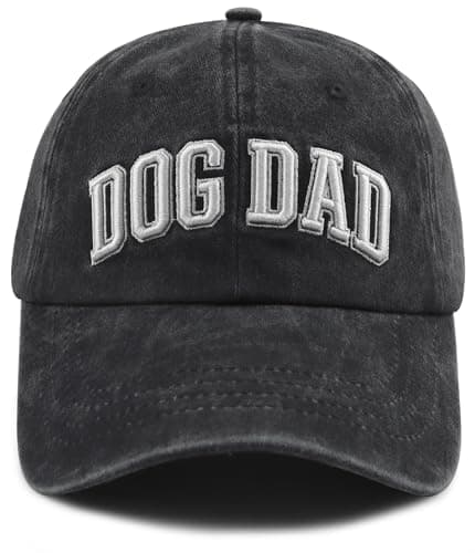 Image of Dog Dad Gifts for Men, Unique Dog Dad Hat, Funny Doggy Lover Baseball Cap, Father's Day Retired Christmas Birthday Gifts for Papa Daddy Pappy Grandpa Black