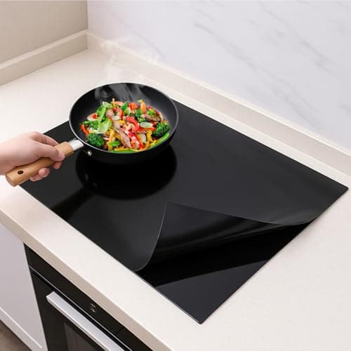 Image of 61x52cm Induction Hob Protector Mat Large Silicone Induction Hob Cover Magnetic Cooktop Scratch Protector Heat Resistant Kitchen Silicone Mat BPA Free Waterproof Cooktops Surface Covers (Black)