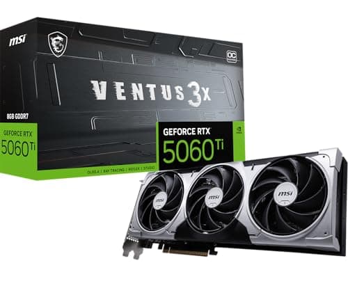 Image of MSI Gaming RTX 5060 Ti 8G Ventus 3X OC Graphics Card (8GB GDDR7,128-bit, Extreme Performance: 2602 MHz, DisplayPort x3 2.1a, HDMI 2.1b, NVIDIA Blackwell Architecture)