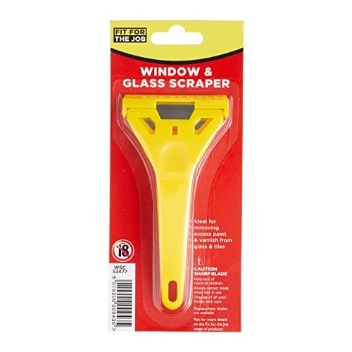 Image of Fit For The Job Window Scraper Glass & Paint Scraper for Quick and Easy Removal of Paint, Adhesive, Stickers and More from Glass, UPVC, Wood and Metal Surfaces, Sticker Remover Razor