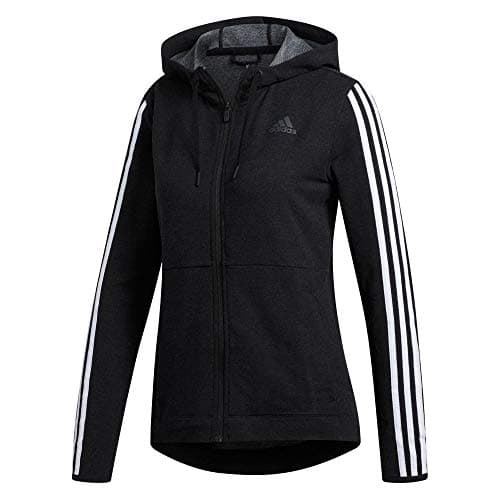 Image of adidas Women 3S KNT FZ Hoodie - Black/White, X-Small