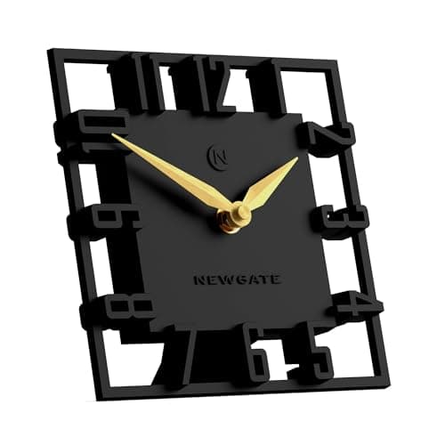 Image of NEWGATE® Highline desk clock | Square skeleton clock | Black | Modern designer style for desk, table top, mantel, shelf or bedside | For kitchen, living room, office