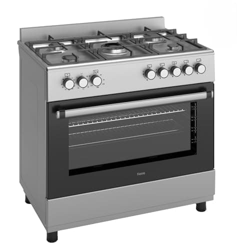 Image of Ferre F9S50E7-X3-IN 90cm Dual Fuel Range Cooker With Double Turbo Fan & 5 Burner(1 Wok) - Stainless Steel