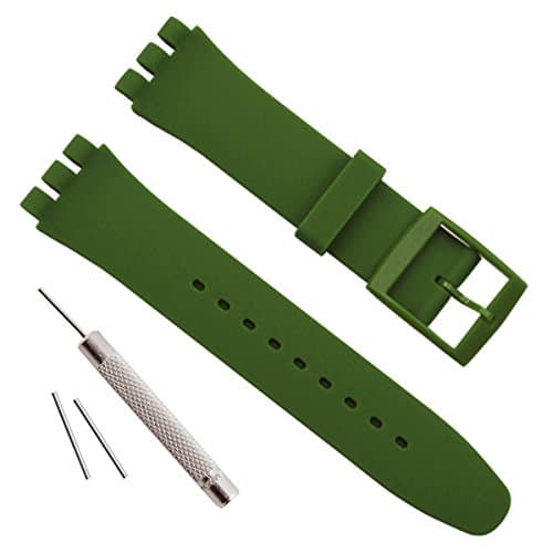 Image of Waterproof Silicone Rubber Watch Strap Watch Band for Swatch (17mm 19mm 20mm) (19mm, Blackish Green)