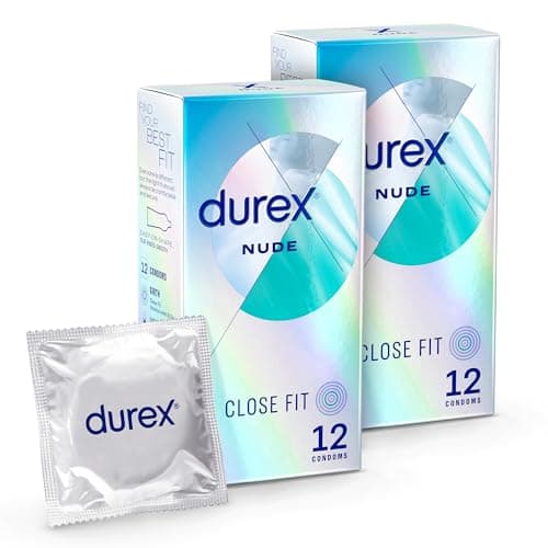 Image of Durex Nude, Condoms, Close Fit, 12s, Ultra Thin, Designed to Feel It All, with Silicone Lube Pack of 2