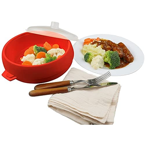 Image of Good2Heat Microwave Steamer for Rice, Vegetables, Fish, Casserole: 1.5L Capacity, BPA Free, Dishwasher Safe