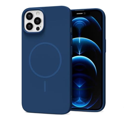 Image of LoeoeL Magnetic Phone Case for iPhone 12 Pro Max Case Silicone Compatible with MagSafe, Cute Slim Thin Mag Safe Phone Cover for Women, Girly Aesthetic Soft Rubber Gel Mag Safecase, Navy Blue