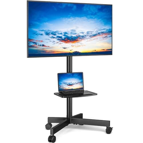 Image of RFIVER Mobile TV Stand on wheels for 27-60 Inch TVs, Tilt Height Adjustable Rolling TV Trolley with Bracket Mount max VESA 400x400mm max 40kgs