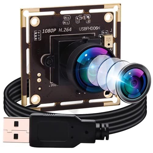 Image of ELP 1080P USB Camera Module - 2MP IMX323 with 170 Degree Fisheye Lens, H.264 Format, Low Light Webcam for Computer, Linux, Android, Jetson Nano