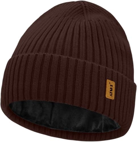 Image of ATNKE Knit Beanie Hat for Men and Women, Winter Soft Cuffed Wooly Stretchy Thick Warm Fleece Lined Beanies Skull Cap Daily Gifts/Coffee