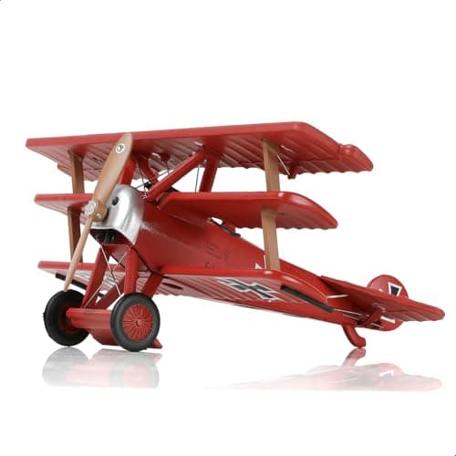Image of NUOTIE 1/72 Fokker Dr.1 Red Baron World War I Fighter Alloy Metal Die-cast Classic Military Aircraft Model Pre-Built WWI Legendary German Fighter Model with Display Stand Collection Gift for Adults