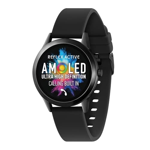 Image of Reflex Active Series 31 Amoled Smart Calling Watch for Women Men with Bluetooth, 1.19'', Fitness Tracker, Blood Oxygen, Heart Rate Monitoring and Black Silicone Strap Compatible with Android IOS