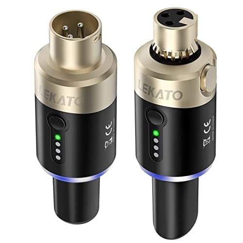 Image of LEKATO 5.8GHz XLR Wireless Microphone Transmitter Receiver,XLR Microphone System Plug-on Rechargeable Mic Set for Dynamic Microphones, Audio Mixer, DSLR Camera, PA System