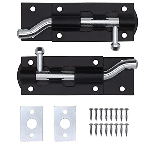 Image of EAI Heavy Duty Necked Tower Bolt | 4 Inch | Black | Fixings Included | Pack of 2
