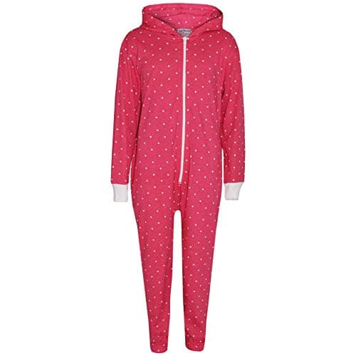 Image of A2Z 4 Kids Girls Boys Designer Hooded All in One Jumpsuit - Cotton Onesie Polka Dot Pink 3-4