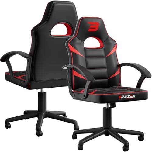 Image of BraZen Ergonomic Office Gaming Chair for Adults Computer Adult Gaming Chair PC Red Mid Back Computer PC Ergonomic Video Gamer Chairs For Adults - Valor Red