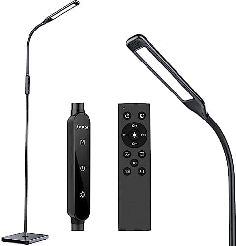 Image of Lastar LED Floor Lamp, Floor Lamps For Living Room with Remote Control & Touch Adjustable, 5 Brightness & 4 Color Temperature, 12W Reading Standing Lamp For Bedroom with Timer & Memory Function, Black
