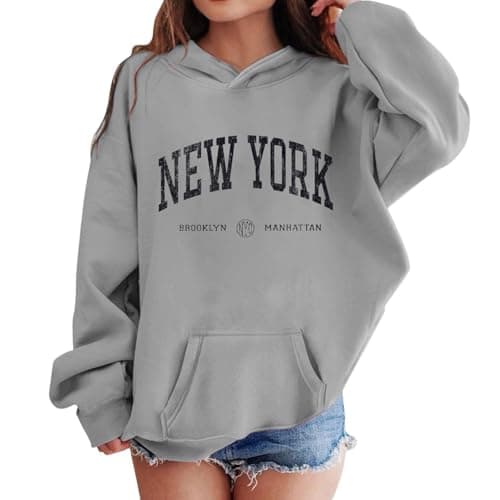 Image of Hoodie for Girls Teens Regular Fit Activewear Casual Graphic Hoodies Cozy Comfort and Fashionable Soft Fashion Jumper Standard Round Neck School Jumpers 5 to 13 Year Old Girl Gifts Grey