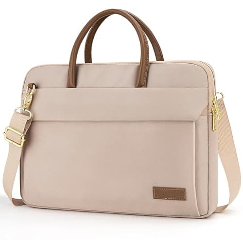 Image of RAINYEAR 15.6 Inch Laptop Shoulder Bag Compatible with 15-16 Inch Macbook Air/Pro M5 M4 M3 M2 M1, 15.6 Inch Notebook Chromebook Ultrabook Messenger Carrying Case briefcase for women, Light Khaki
