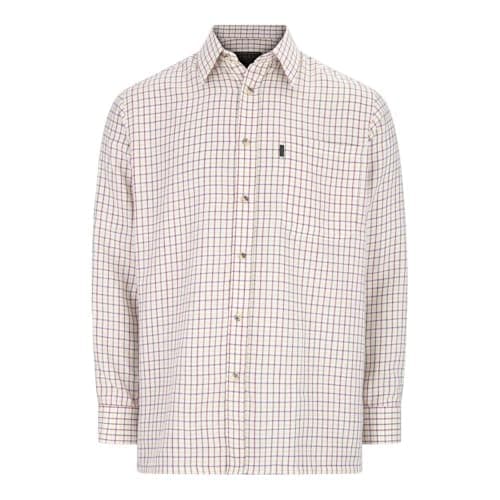 Image of WALKER AND HAWKES - Men's Green Easy Care Chequered Murton Country Plain Smart Easy Iron Shirt - Red - Large (42'')