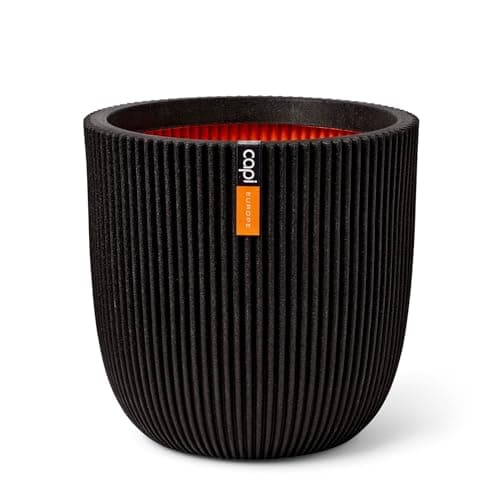 Image of CAPI EUROPE - Planter ball Groove NL - 35x34 - Black - Opening Ø29 - Pot for indoor and outdoor use - Shatterproof - 100% recyclable - KGVBL932