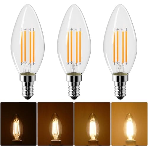 Image of Vanke E14 Dimmable LED Bulb Warm White 2700K 4W Equivalent 40W SES Small Edison Screw Candle Filament Vintage Light Bulbs 470 Lumen Pack of 3