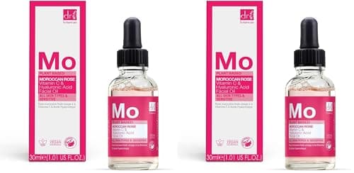 Image of Dr Botanicals Moroccan Rose Oil 15ml -Glow-Boosting Facial Oil for Radiant Skin with Vitamin C & Hyaluronic Acid – Brightening, Anti-Ageing Water-Based Serum – Made in UK – Vegan (Pack of 2)